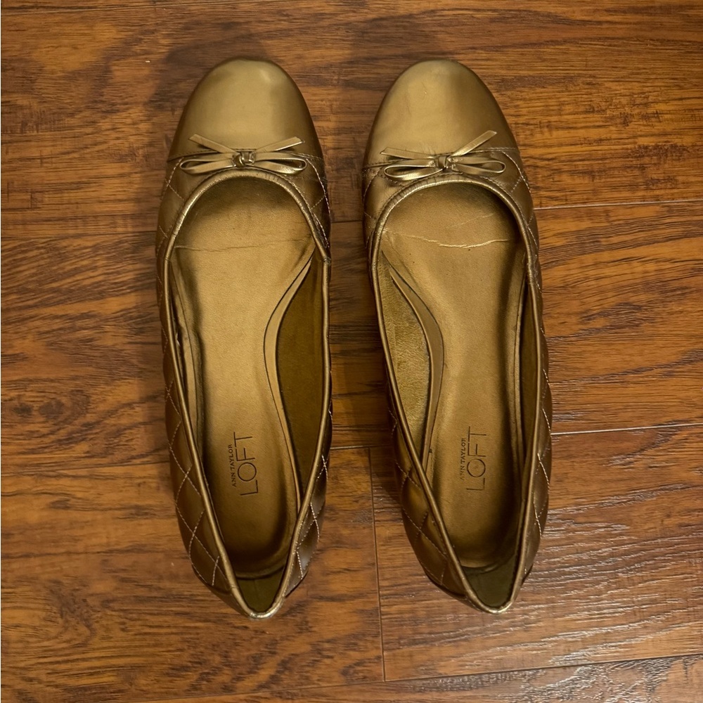 Loft Gold Quilted Ballet Flats